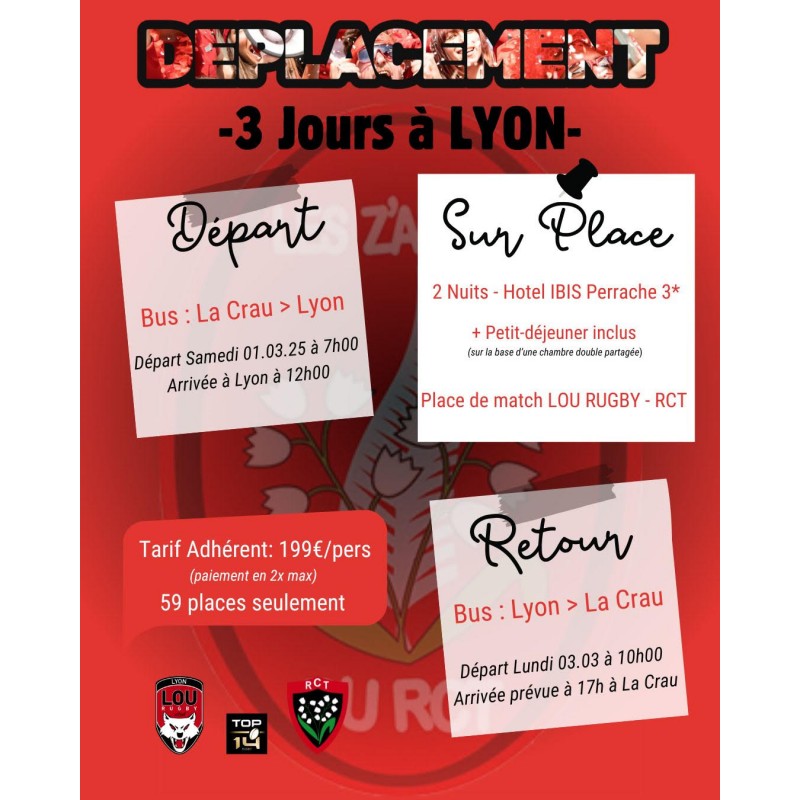 DÉPLACEMENT des Z'acrau du RCT❤️🖤 à LYON...